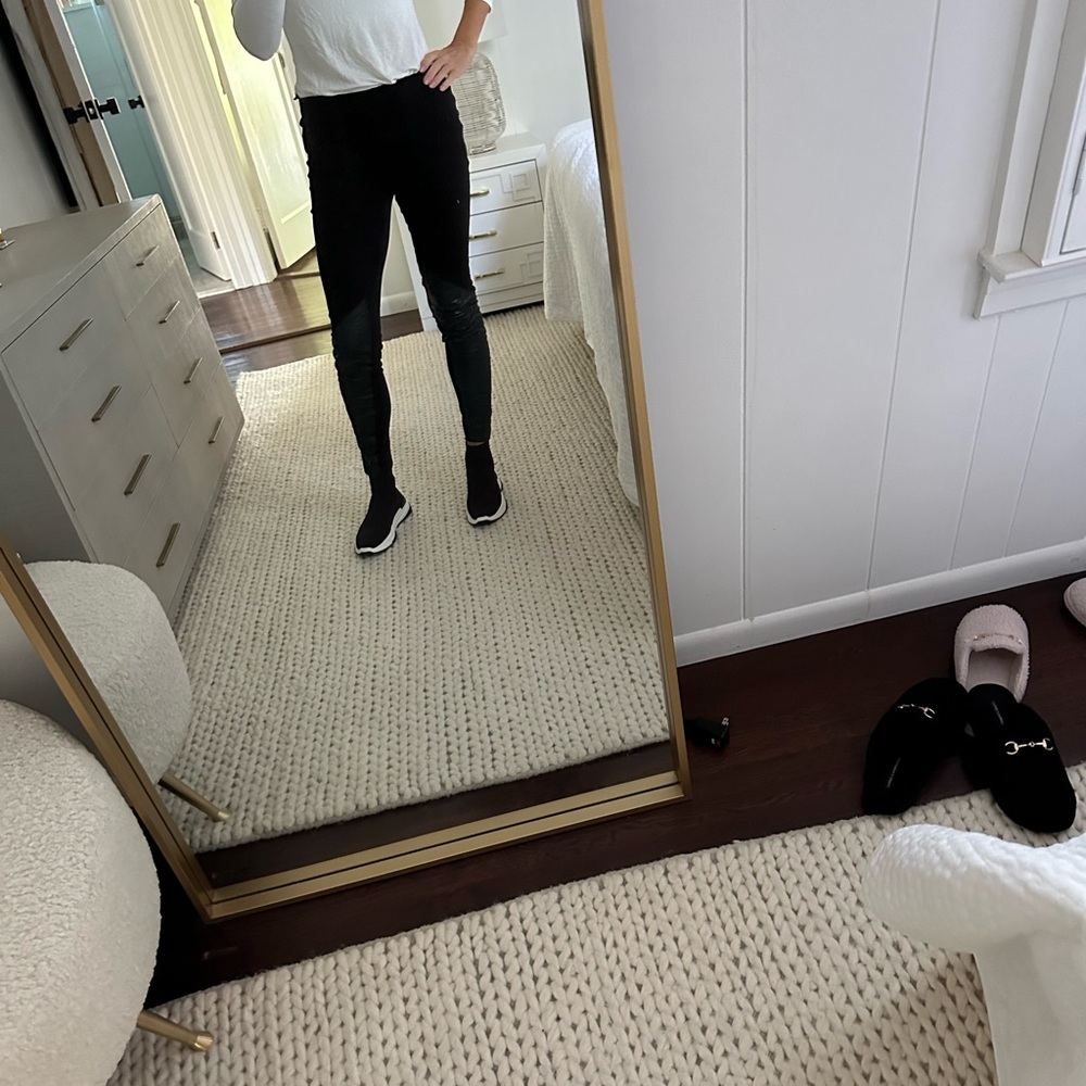 Black leather & jersey leggings